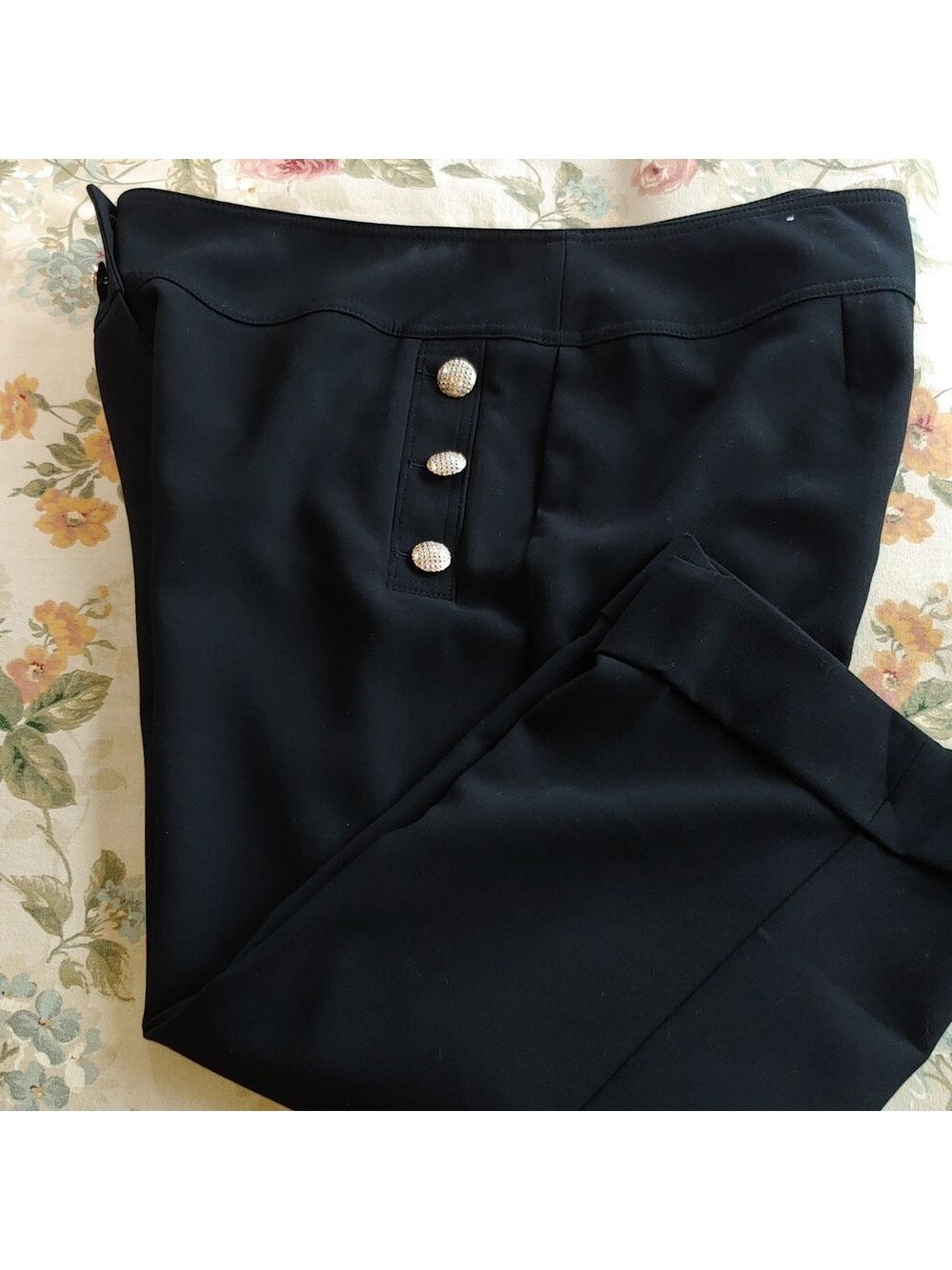 Chico's Nautical Black Dress Cropped Pants with Button Detail size 2.5 (14) NWT - Picture 15 of 17